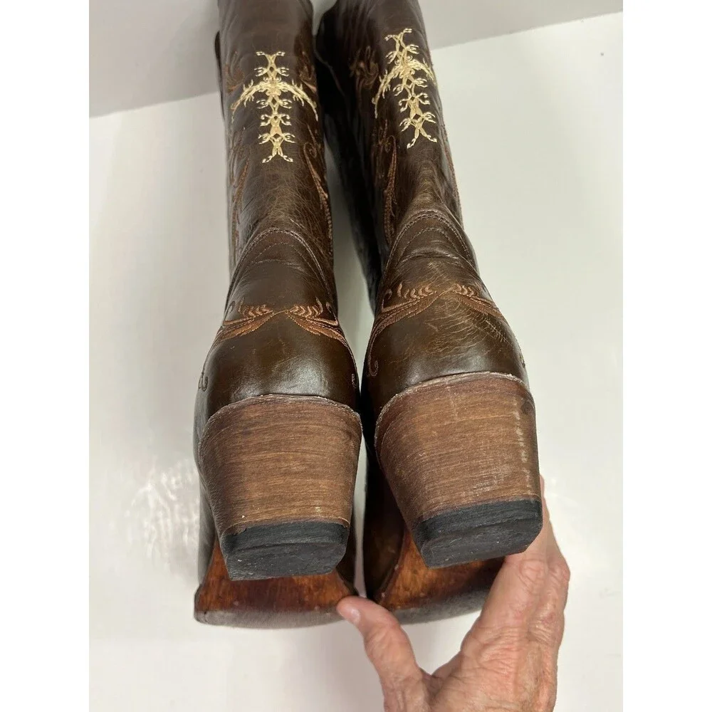 Circle G by Corral L5039 Brown Leather Cross Embroidered Cowboy Boots Women 10M